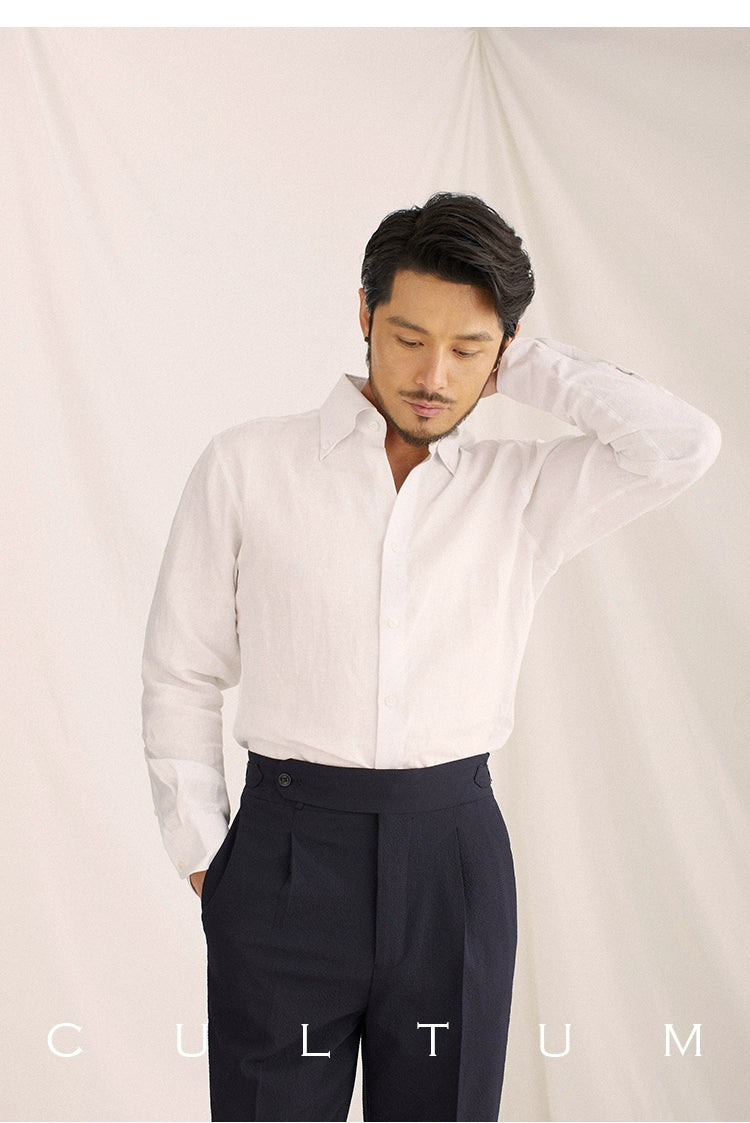 French Linen Point Collar Shirt