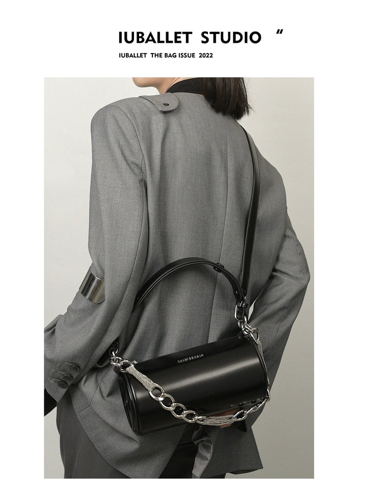 Leather Tubular Shoulder Bag