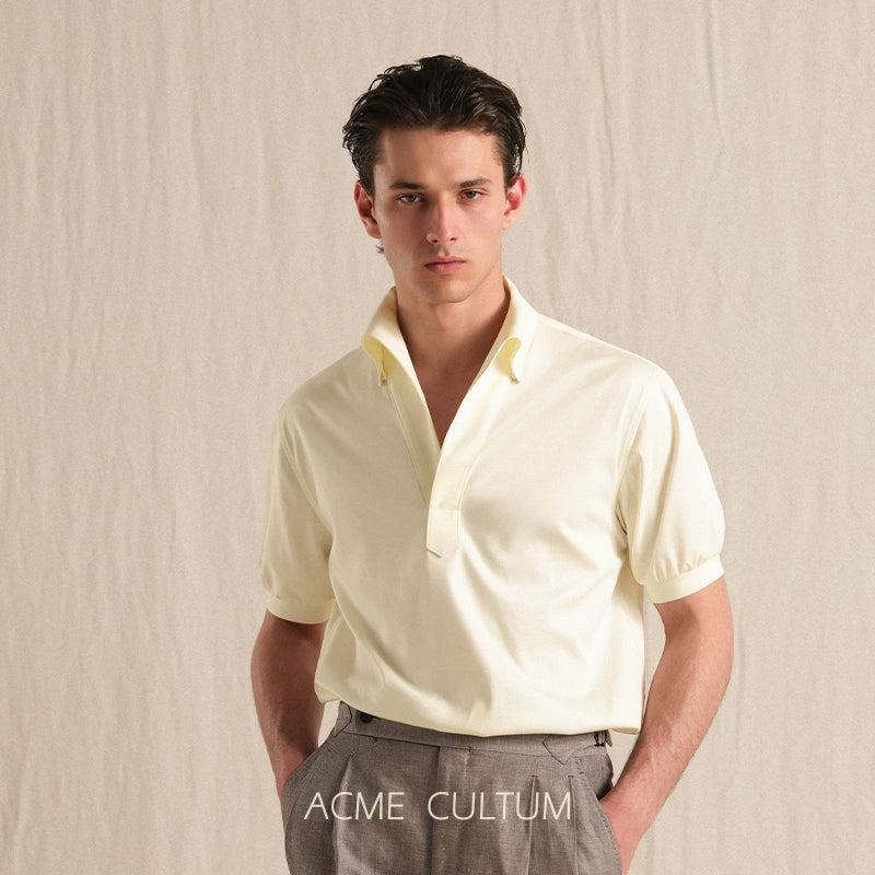 Men's Cool Touch Quick-Dry 100% Mercerized Pima Cotton Lightweight Knit Short Sleeve Polo Shirt - Summer One-Piece Collar