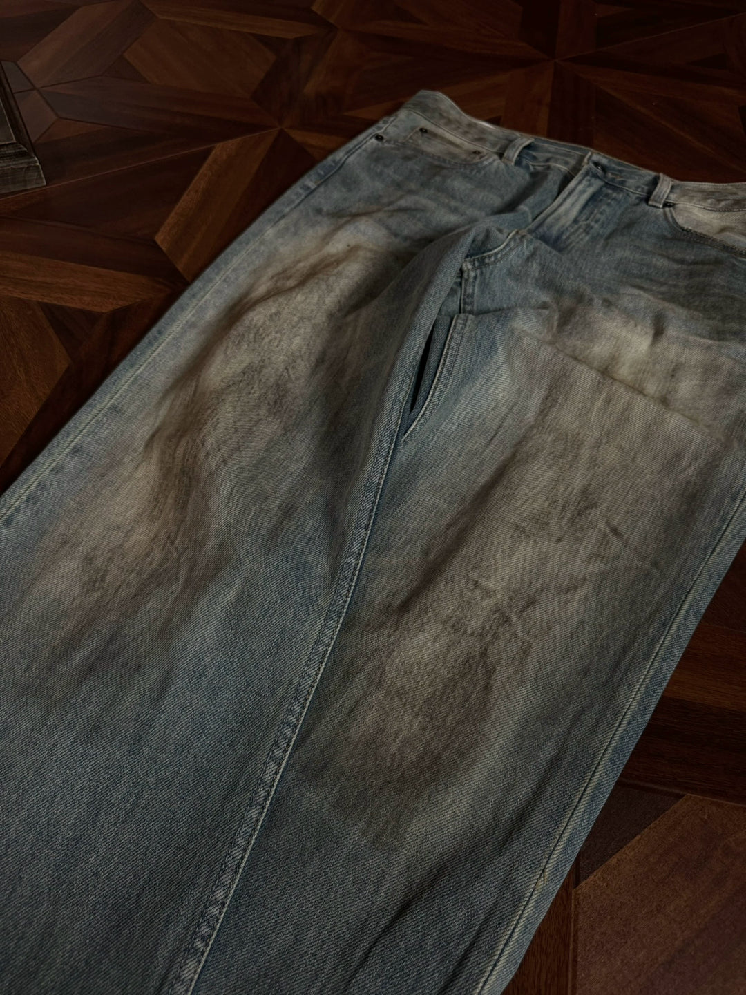 Mud-Dyed Flared Jeans