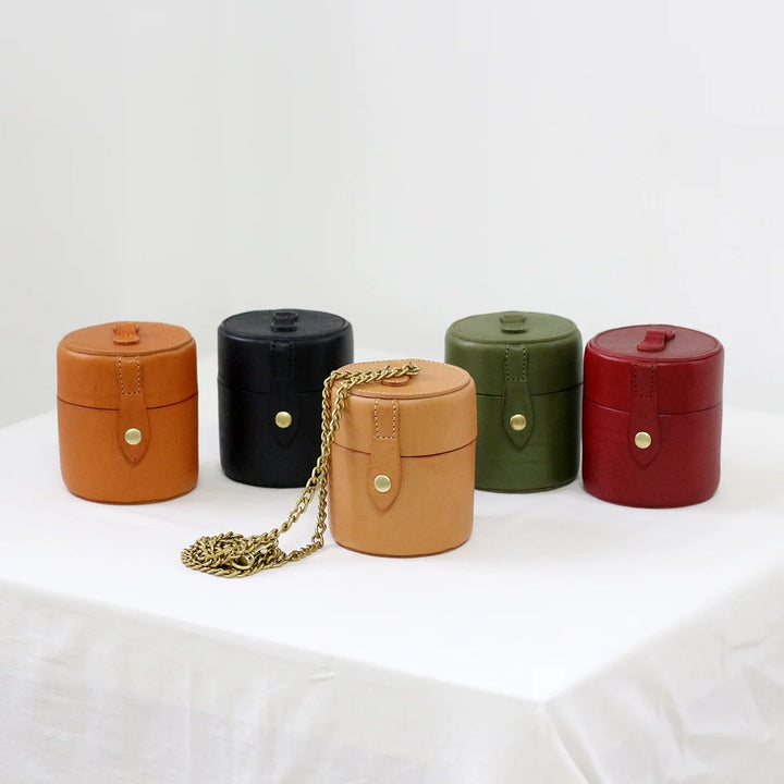 Leather Mini Round Chain Bag