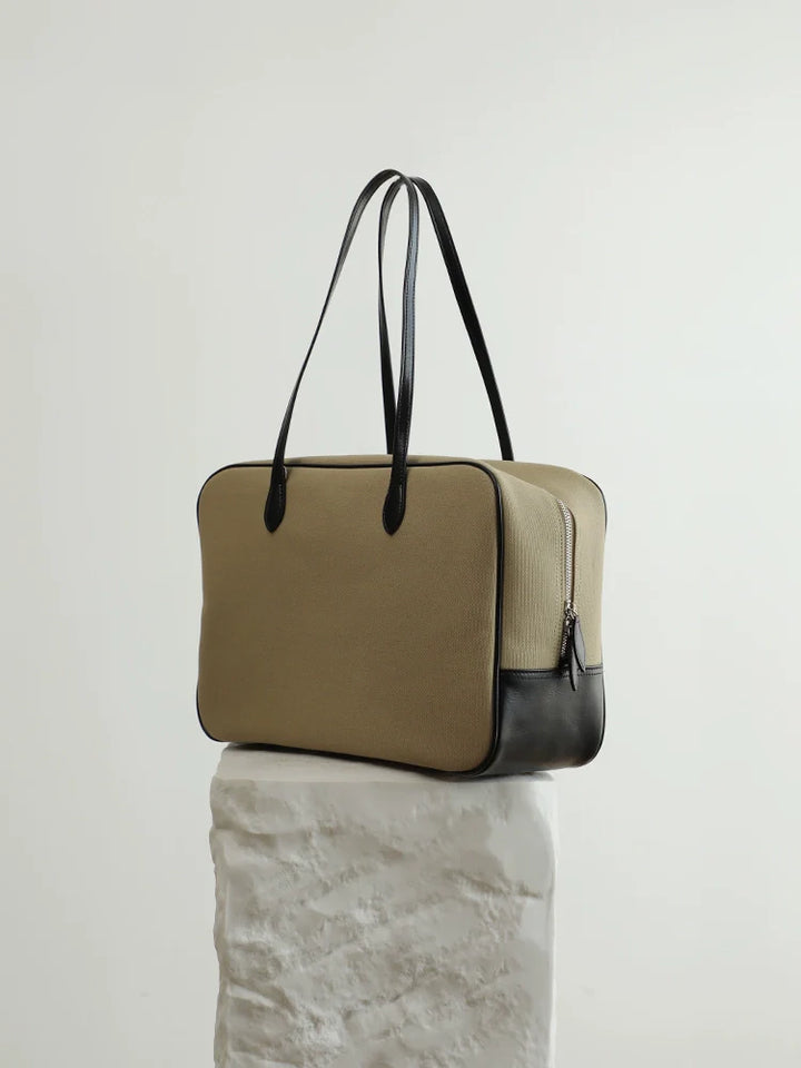 Canvas and Leather Boston Tote