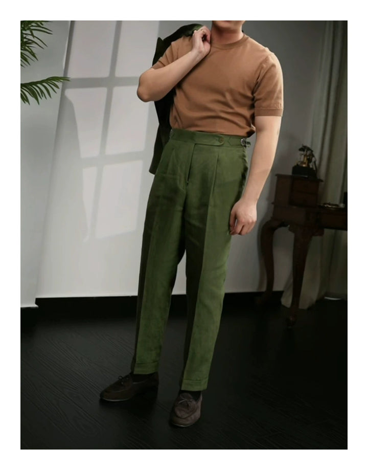 Linen High-Waisted Pants