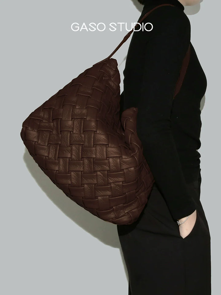 Soft Leather Woven Tote