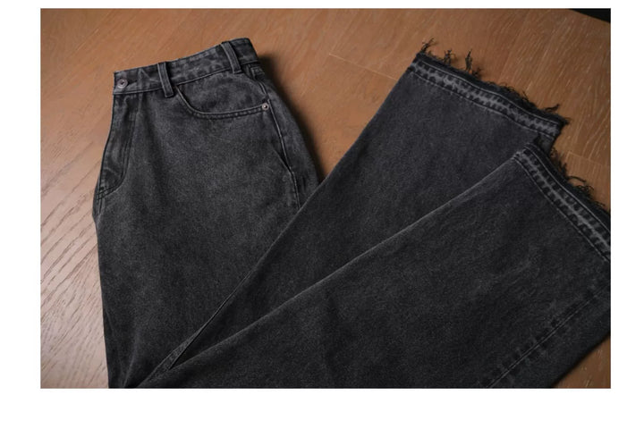 Washed Black Straight-Leg Jeans