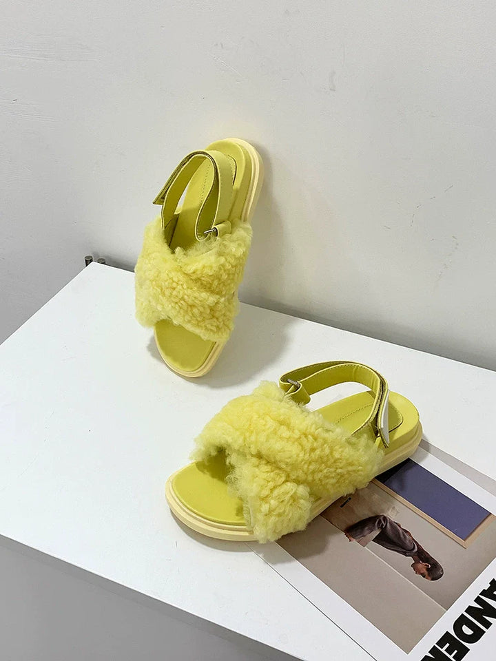 Luxe Sheepskin Velcro Sandals