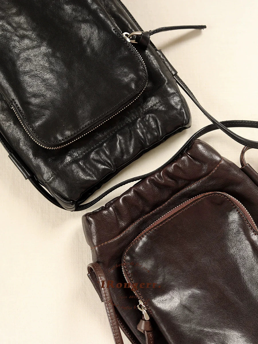 Leather Vertical Crossbody Bag