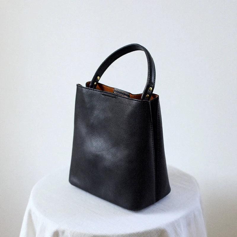 Leather Bucket Shoulder Bag