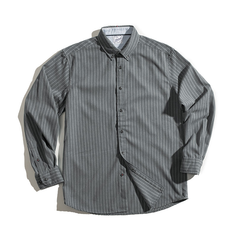 Men's Autumn Non-Iron Blue Striped Business Shirt