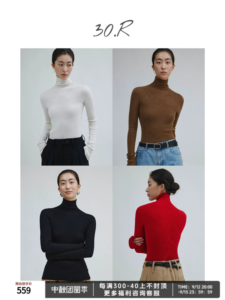 Natural Silk Cashmere Turtleneck