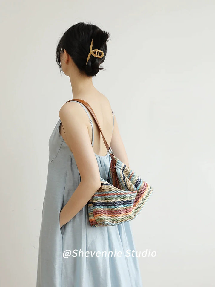 Braided Straw Crossbody Bag