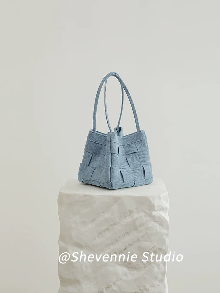 Soft-weave Canvas & Leather Bucket Bag