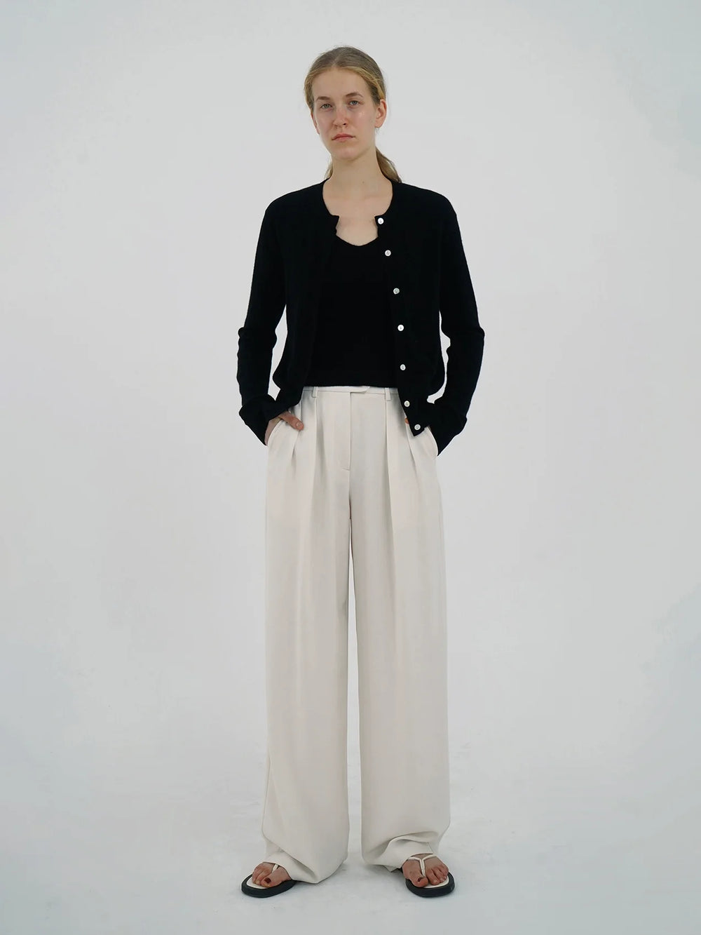 Triacetate High-Waist Draped Pants