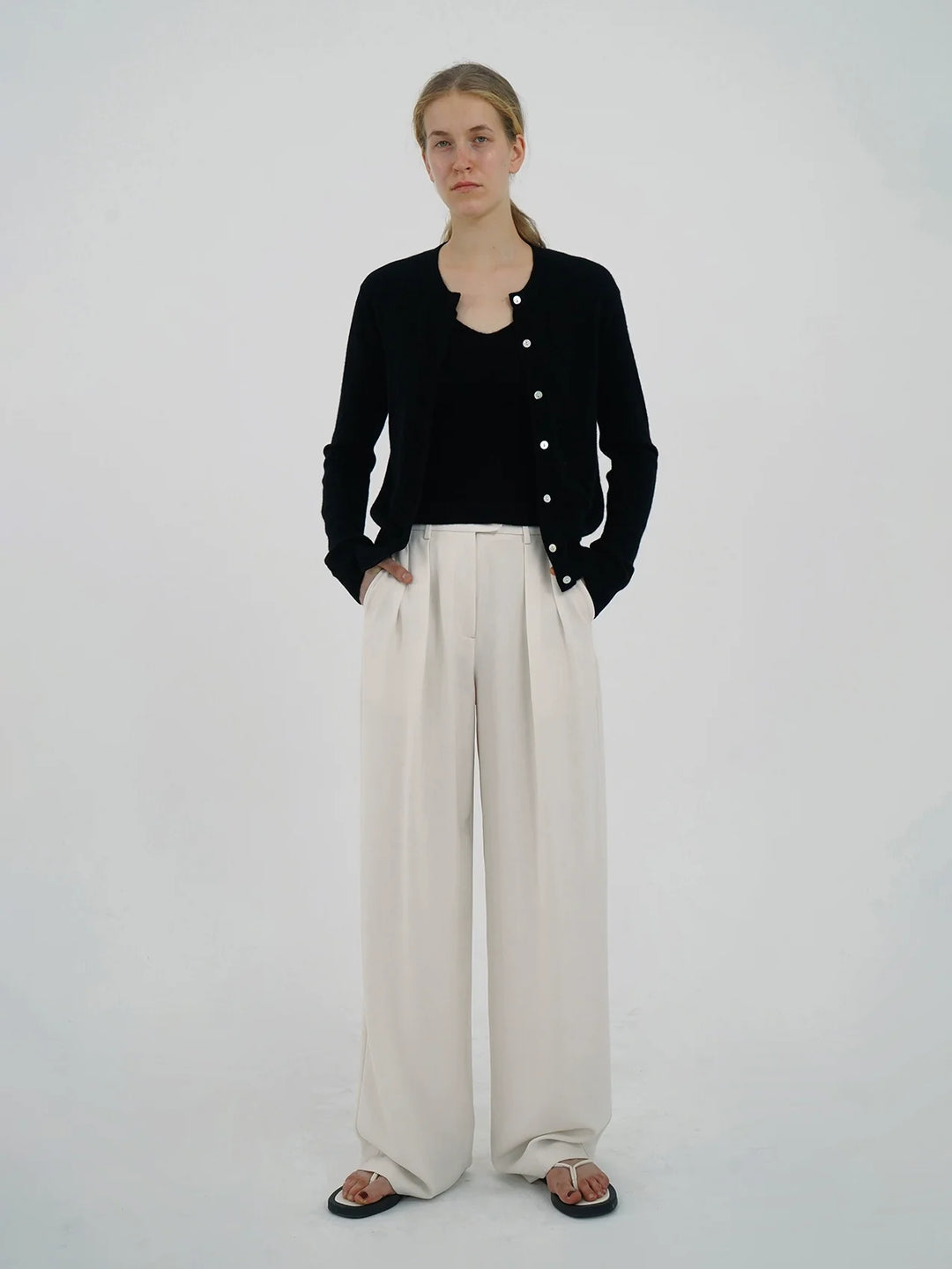 Triacetate High-Waist Draped Pants