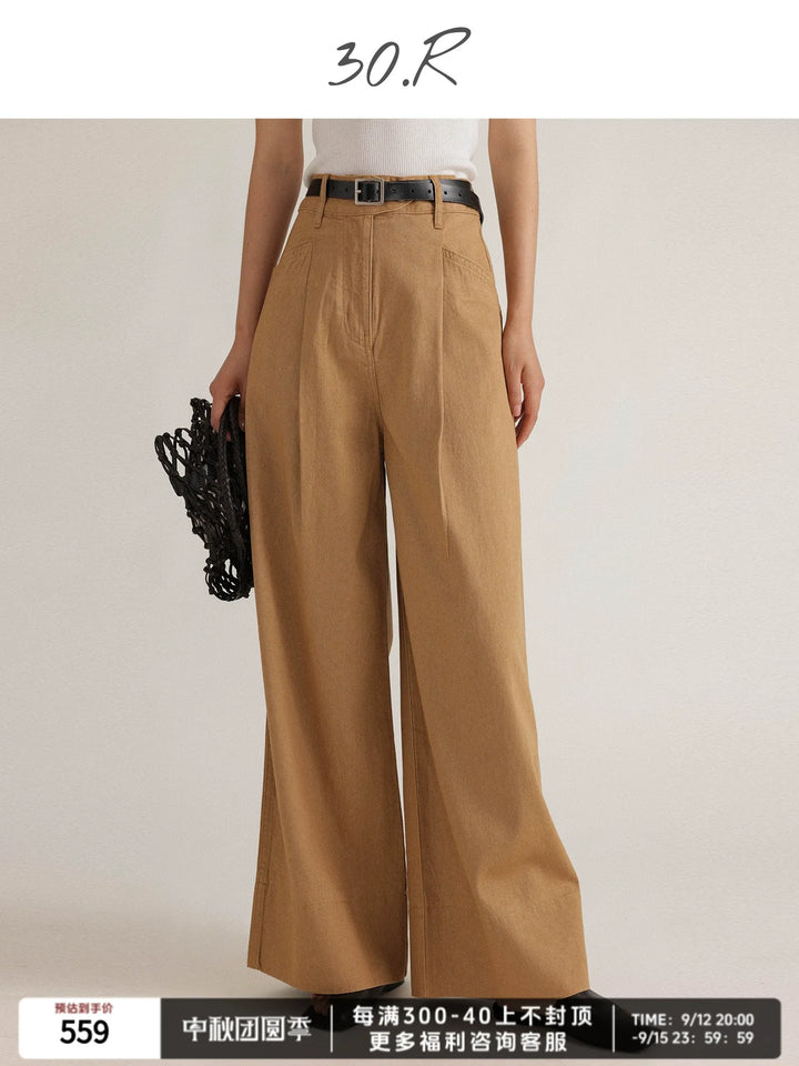 Natural Wide Leg Denim Pants