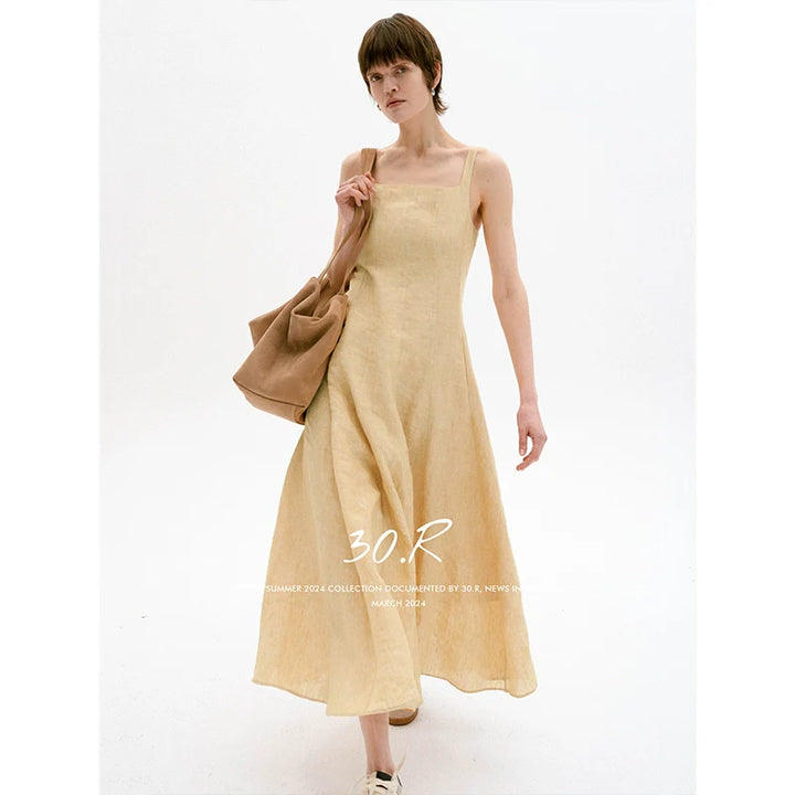 Flax Hemp Square Neck Dress