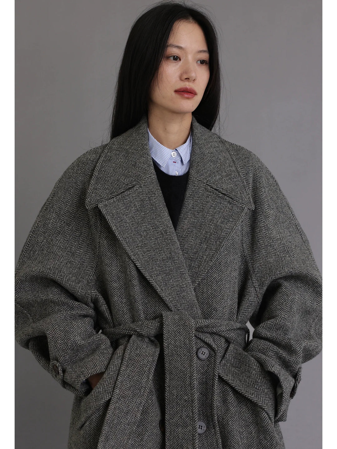 Herringbone Wool Coat