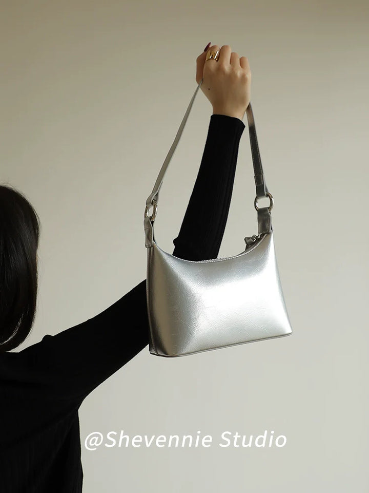 Silver Aria Leather Tote