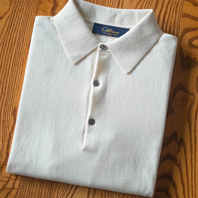 Cashmere Cotton Long-sleeved Polo Shirt