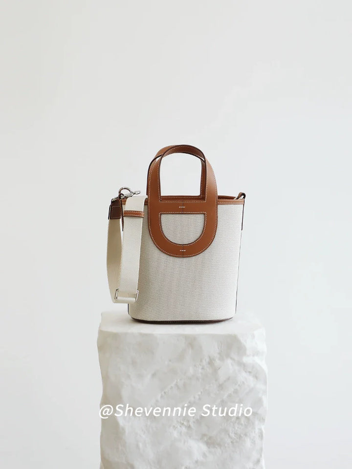 Canvas Leather Bucket Bag