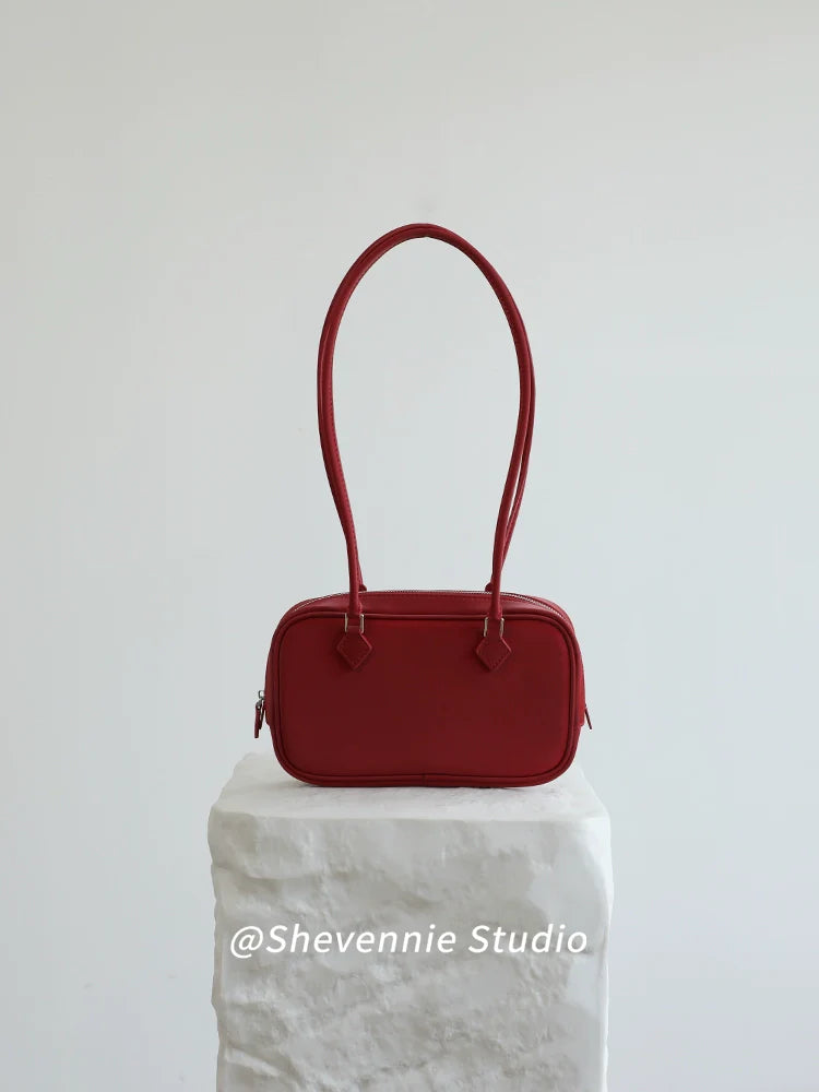 Silk Leather Boston Bag