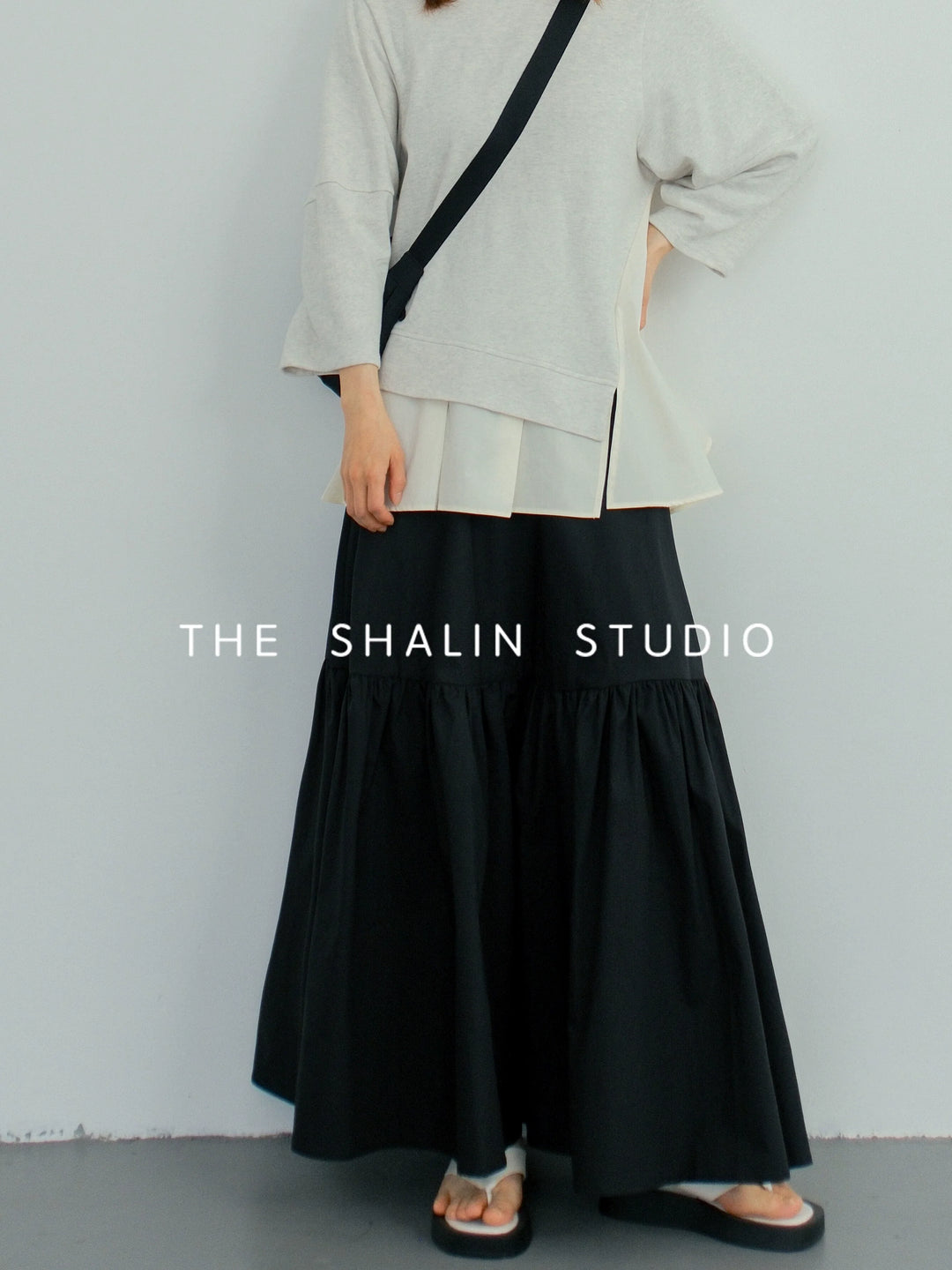 Black Pleated A-Line Skirt