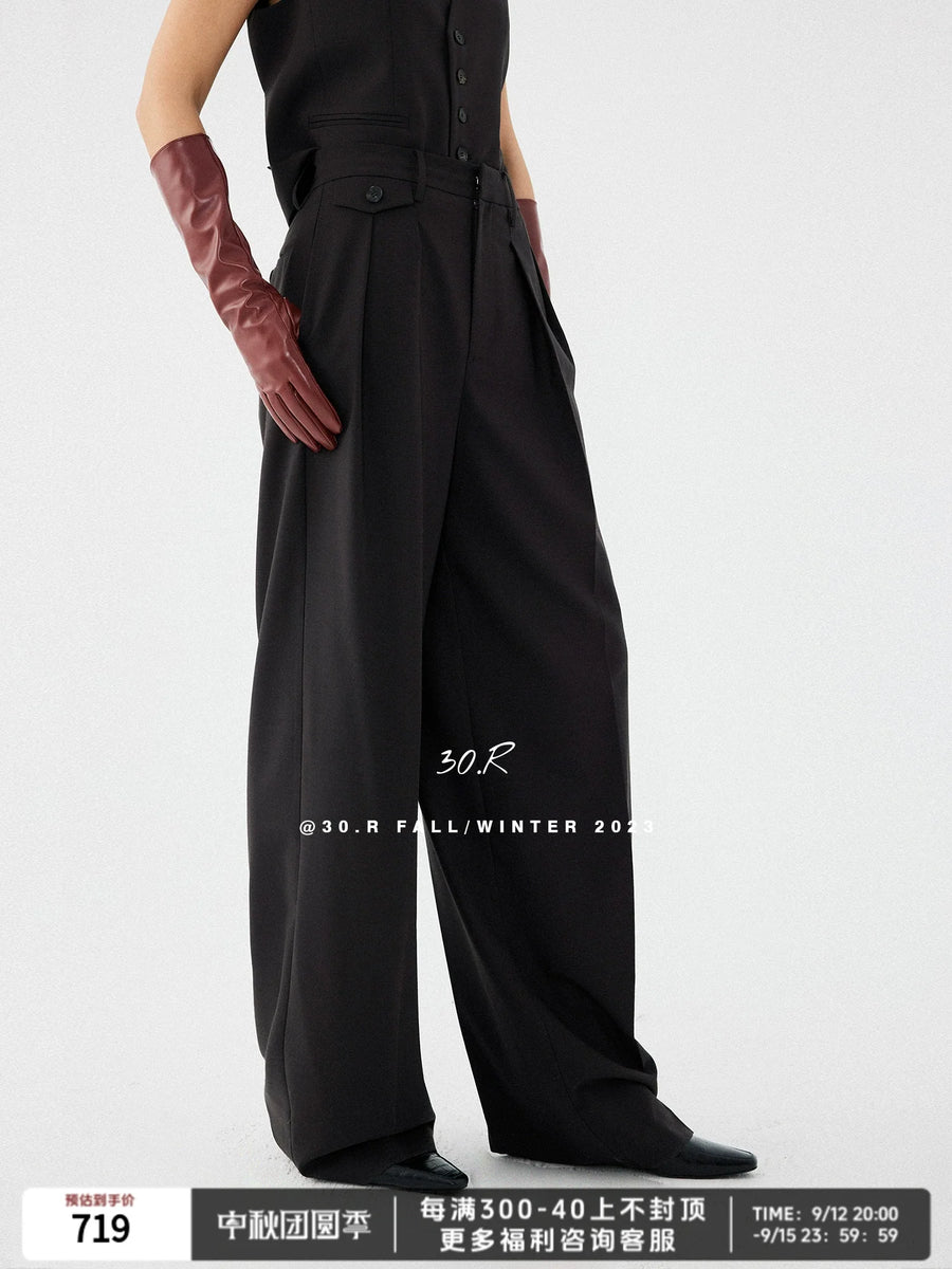 Superfine Wool Wide Leg Trousers