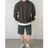 Solid Color Silhouette Sweatshirt - Korean Style, Casual Loose Fit for Autumn/Winter