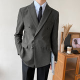 Slim Korean Style Anti-Wrinkle Retro Striped Suit