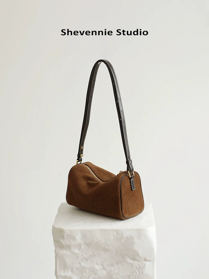 Mocha Suede Shoulder Bag