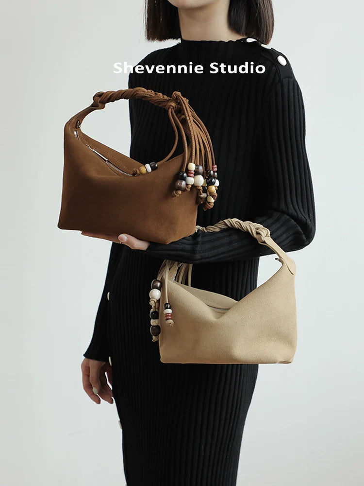 Matte Suede Beaded Tote