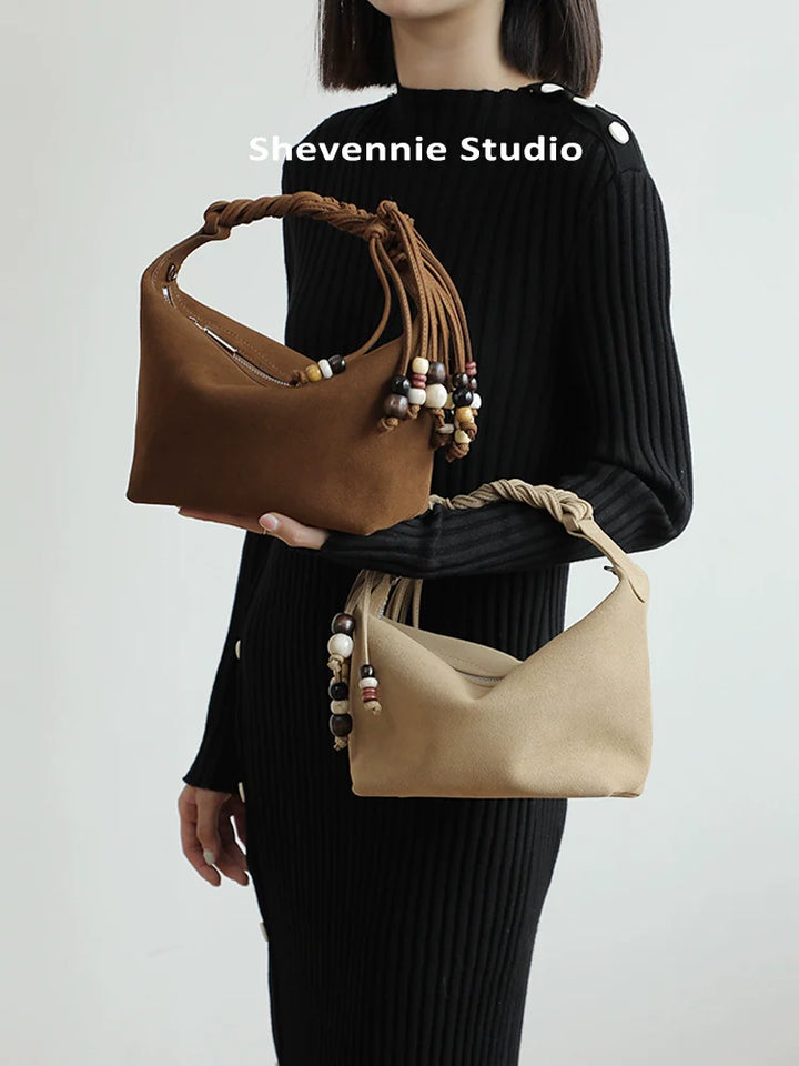 Matte Suede Beaded Tote