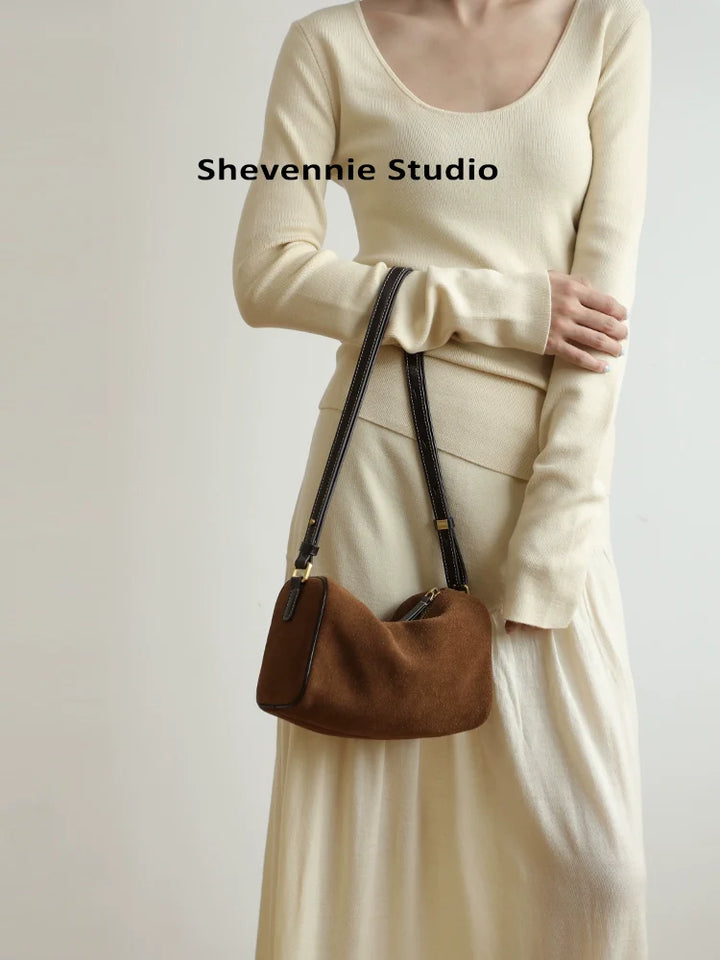 Mocha Suede Shoulder Bag