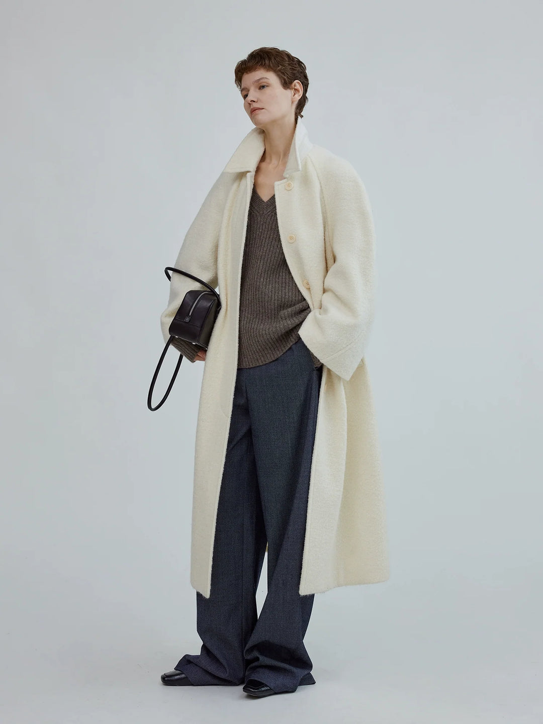 Shearling Raglan Coat