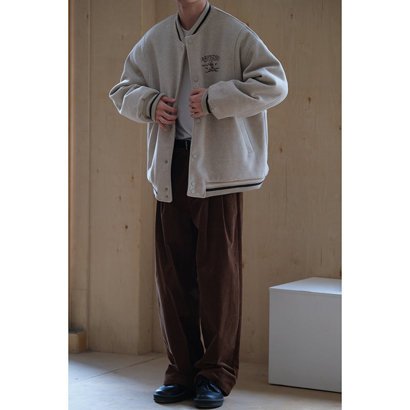 Oatmeal Cotton Baseball Jacket