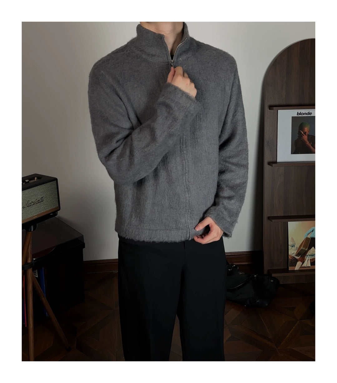 Mohair Zip-Up Sweater