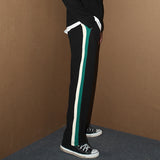 New Style Side Stripe Loose Straight Leg Couple's Casual Pants