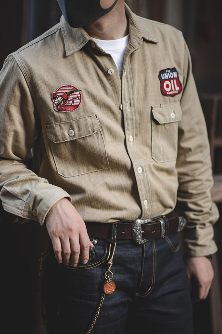 Herringbone Khaki Shirt