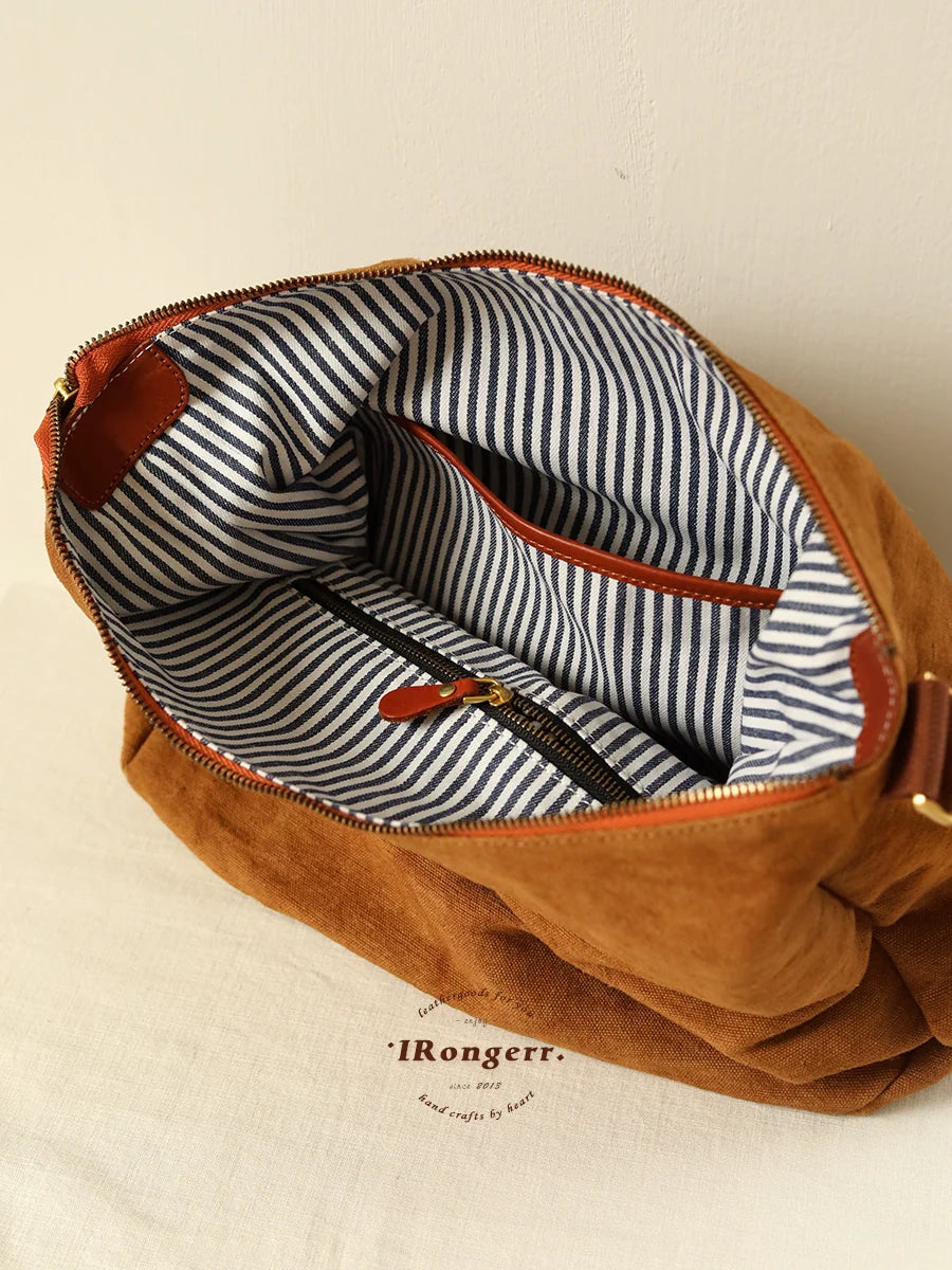 Pleated Cotton Linen Crossbody