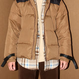 Retro Contrast Color Men's Winter Duck Down Jacket with Hood