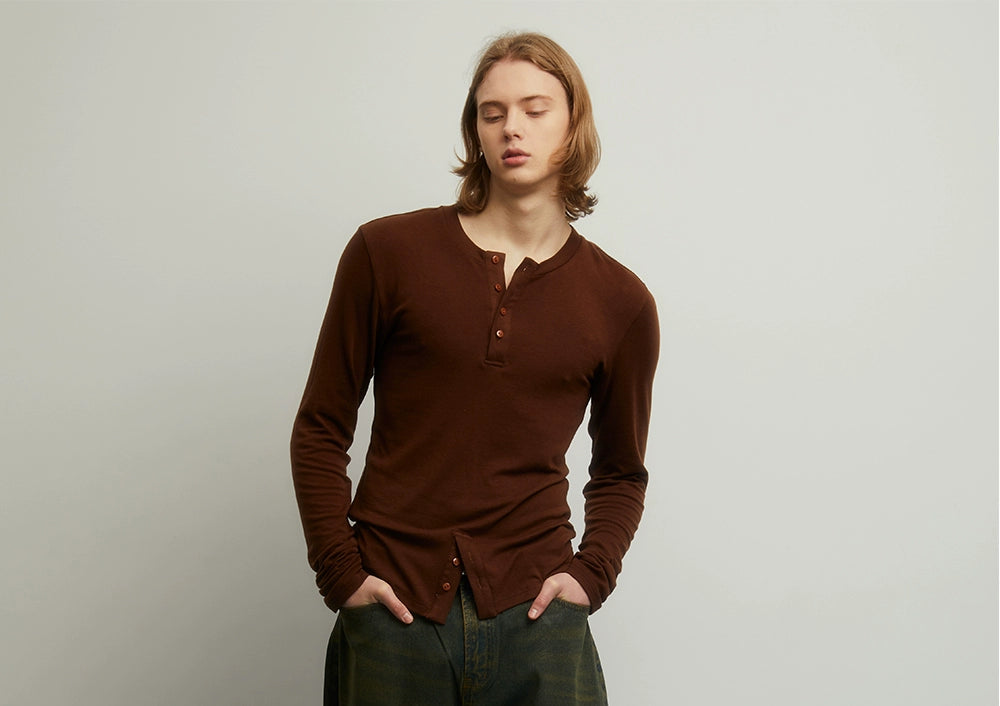 Symmetrical Brown Base Layer Tee