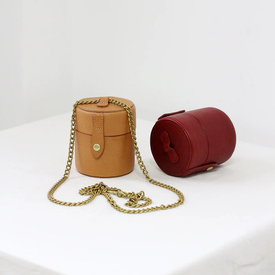 Leather Mini Round Chain Bag