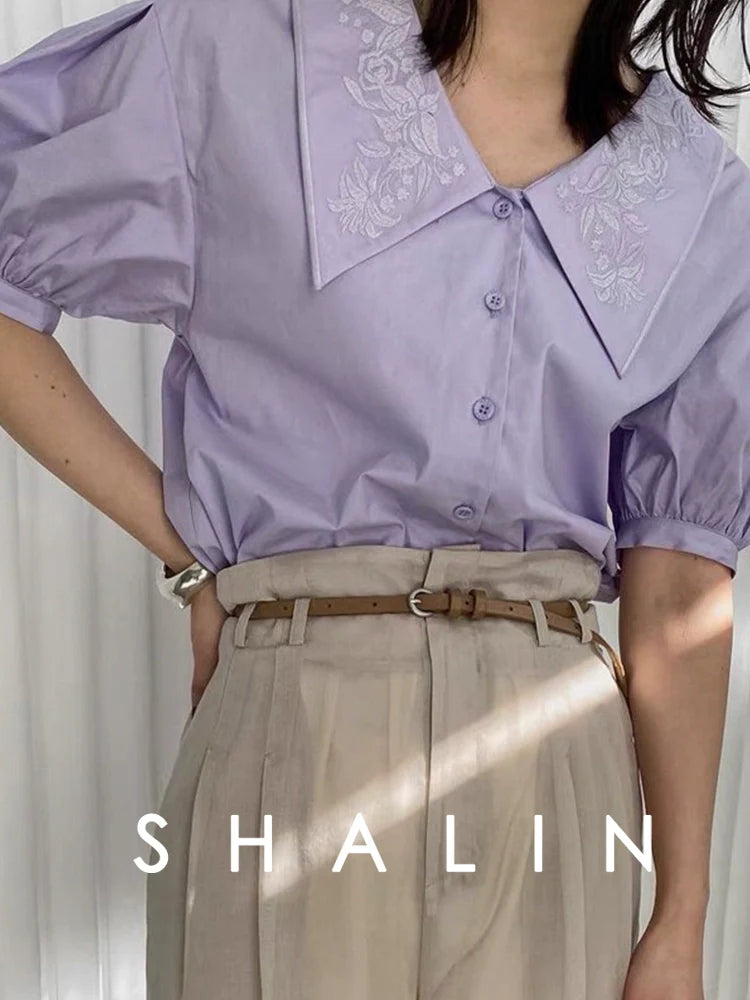 Embroidered Poplin Blouse