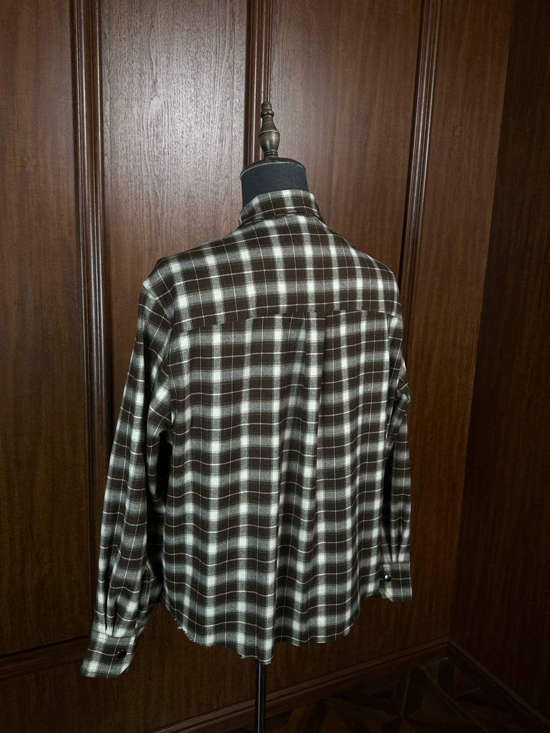 Oversized Low Saturation Earth Tone Plaid Shirt with Distressed Hem - Basic Shirt 23FW Drop 1