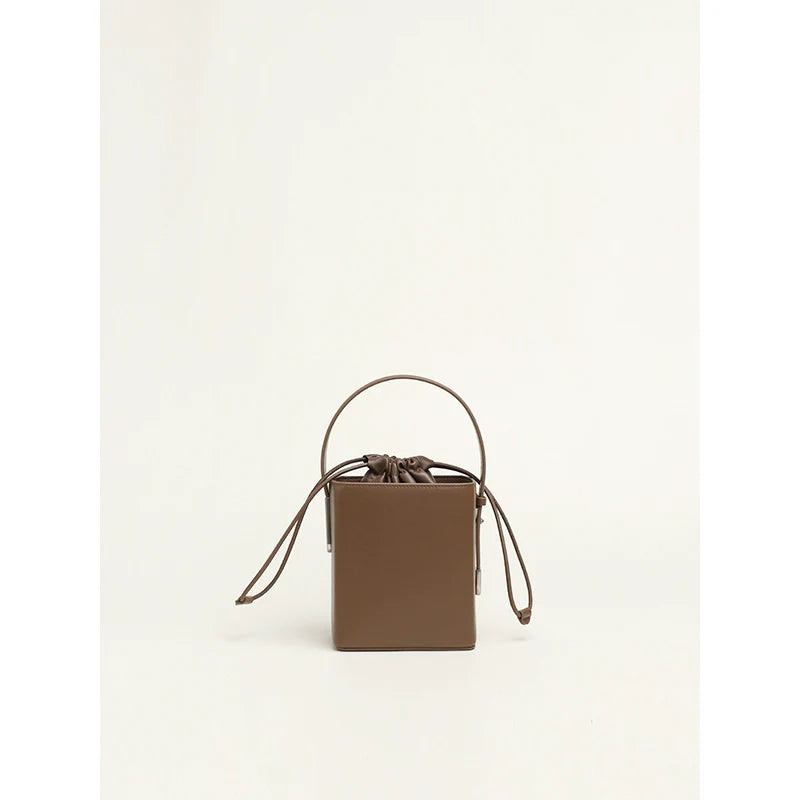 Square Leather Bucket Bag