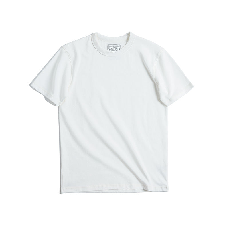 American Retro Cotton T-Shirt Solid Color Half-Sleeve Heavyweight