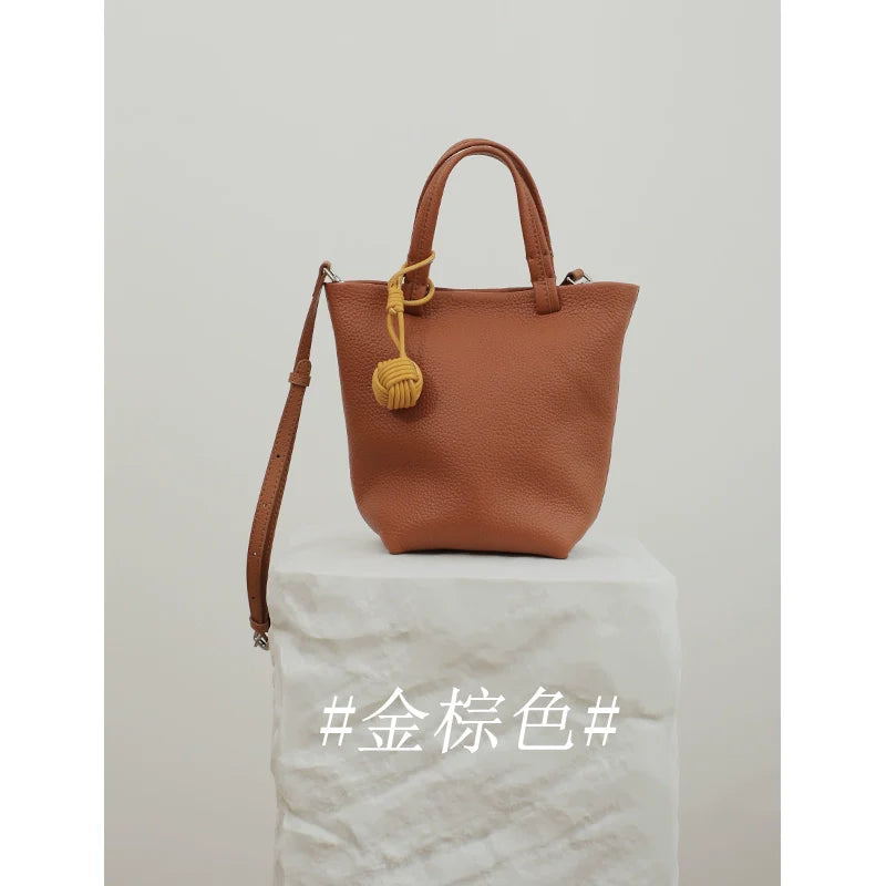 Genuine Leather Bucket Bag