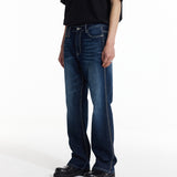 Men's Washed Blue Straight Loose Long Jeans Casual All-Match