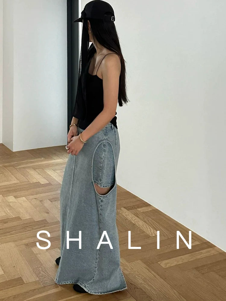 Elevated High-Waist Denim Skirt