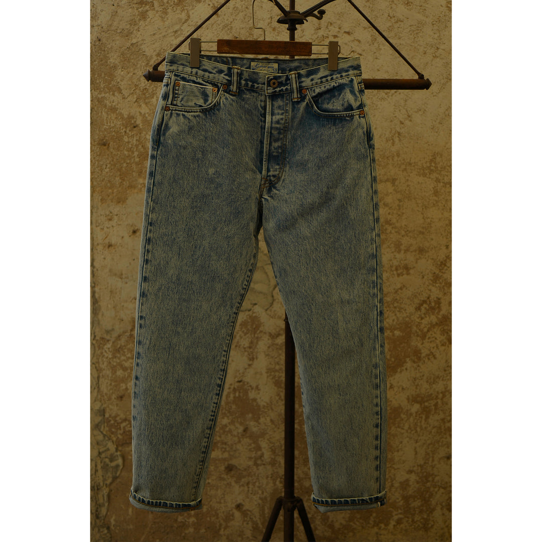 Washed Old Snowflake Jeans With Narrow Red Ear